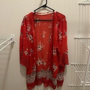 Rewind Red Floral Kimono